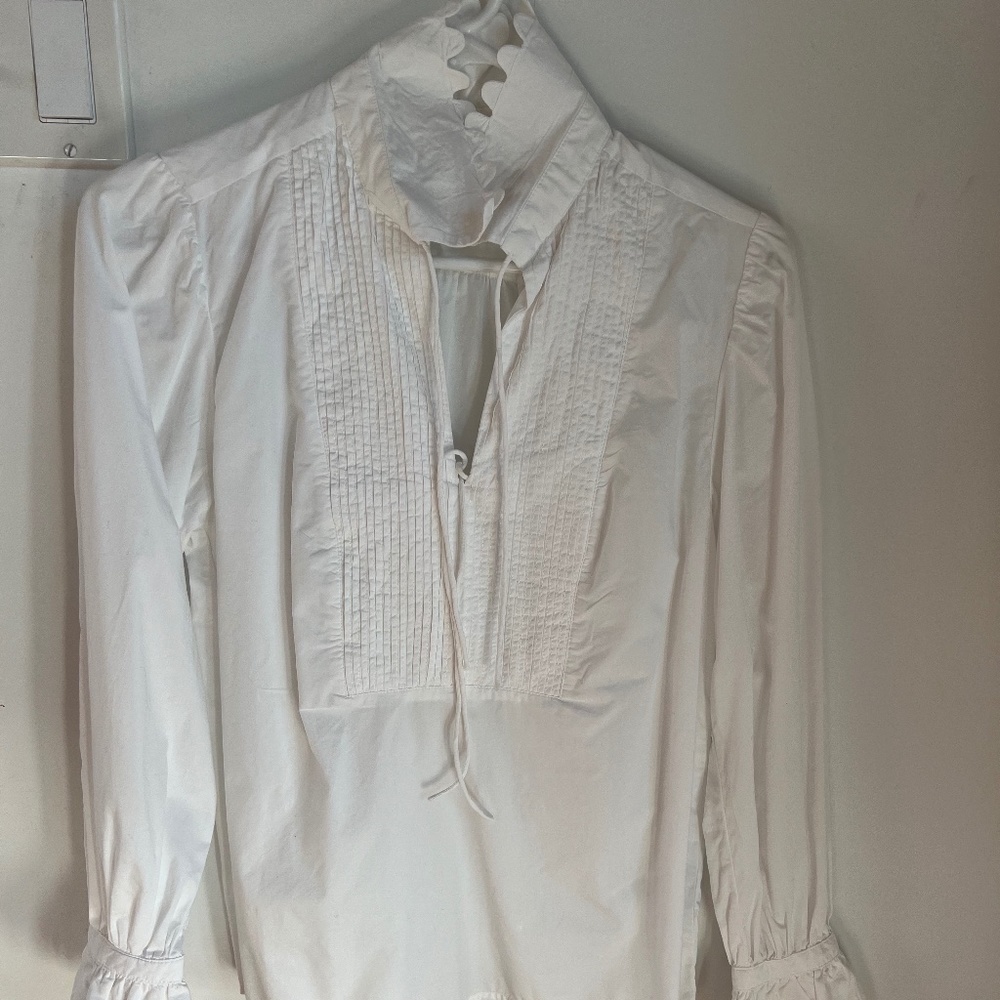 J Crew Scallop Tuxedo Shirt Size XS